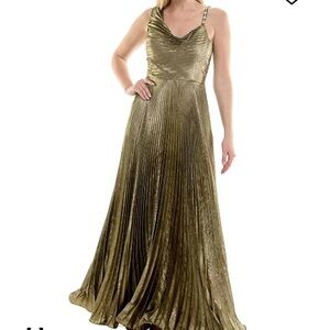 Taylor Dresses Metallic Gold Maxi Dress